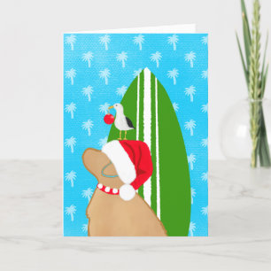 Agradecimento Cartão de Natal de Cachorro Cachorro Surfboard do