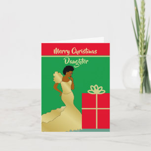 Agradecimento Cartão de Natal de Filha Afro-Americana Linda
