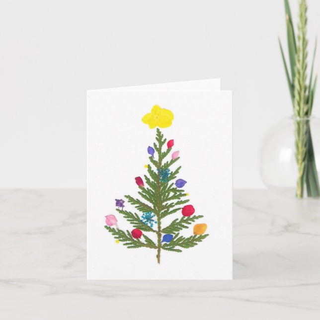 Agradecimento Cartão de Natal de flor sob pressão (Frente)