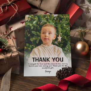 Agradecimento Cartão de Natal de Foto de Crianças Modernas Car