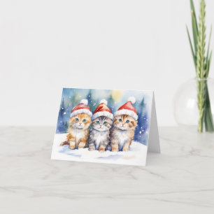 Agradecimento Cartão de Natal de Gatinho Fofo