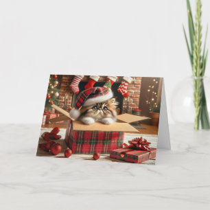 Agradecimento Cartão de Natal de Gato Persa Bestial Saudação Esc