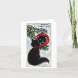 Agradecimento Cartão de Natal de Gato Preto Vintage