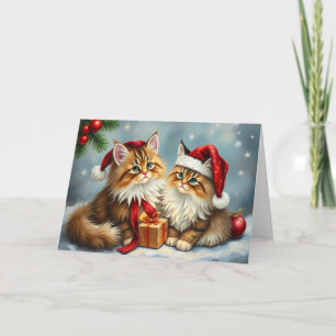 Agradecimento Cartão de Natal de Gatos Festivos