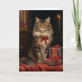 Agradecimento cartão de Natal de Maine Coon