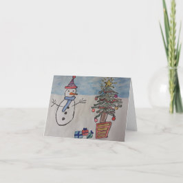 Agradecimento Cartão de Natal de Neve e Árvore