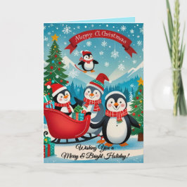 Agradecimento Cartão de natal de pinguins adorável