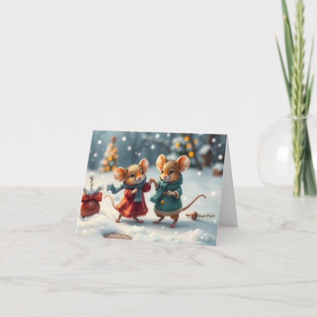 Agradecimento Cartão de Natal de Ratos Fofos (Frente)
