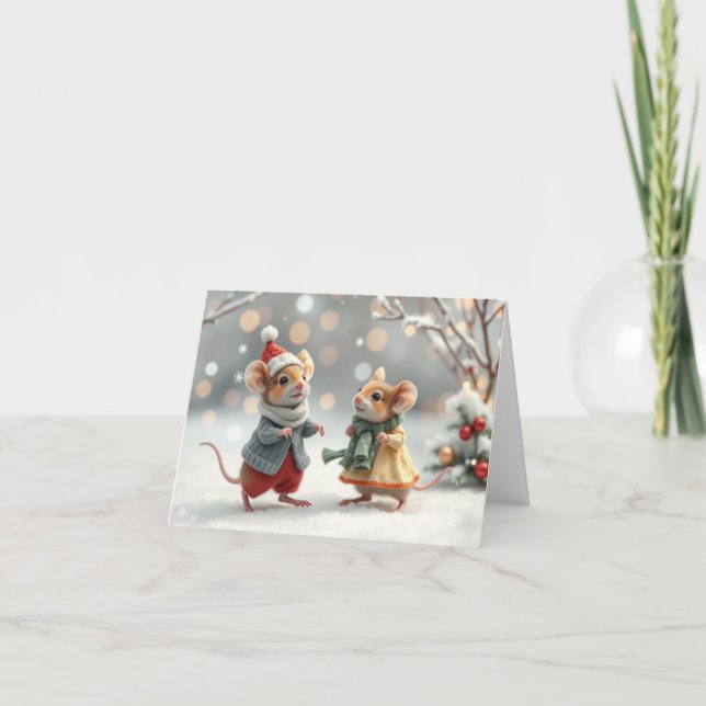 Agradecimento Cartão de Natal de Ratos Fofos (Frente)