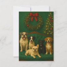 Cartão de Natal de retrato de cachorro de férias e