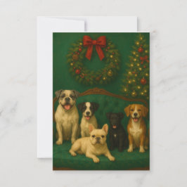 Agradecimento Cartão de Natal de retrato de cachorro de férias e