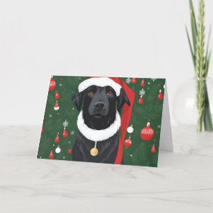 Agradecimento Cartão de Natal do Cão Preto com Chapéu Divertido