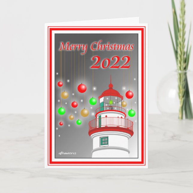 Agradecimento Cartão de Natal do Farol da Cabeça de Marblehead (Frente)
