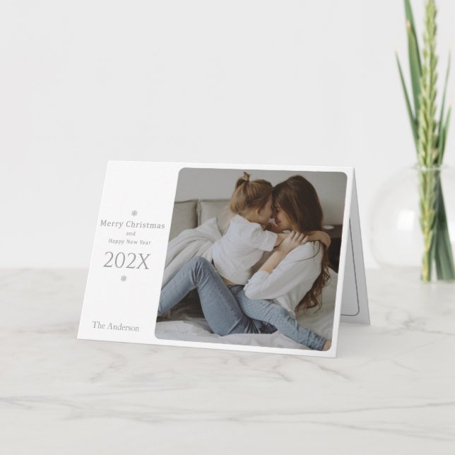 Agradecimento Cartão de Natal Elegante e Clássico e de Ano Novo (Frente)