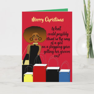 Agradecimento Cartão de Natal Engraçado de Mulher Afro-Americana