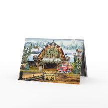 Cartão de Natal Evergreen Barn de 5"x7"