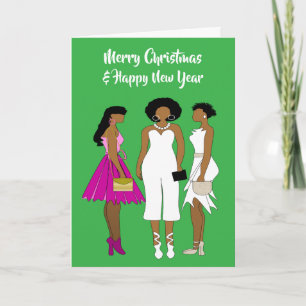 Agradecimento Cartão de Natal Festivo Afro-Americano