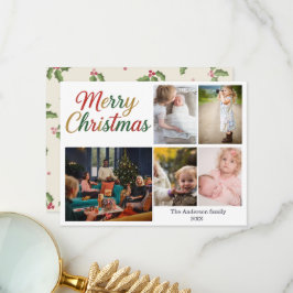 Agradecimento Cartão de Natal Festivo Divertido 5 Fotos