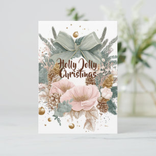 Agradecimento Cartão de Natal Holly Jolly – Desejo Festivo de Fé