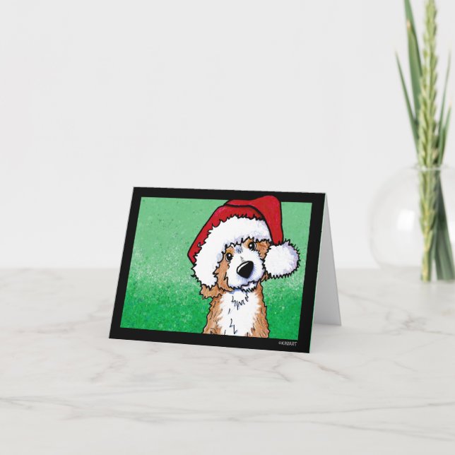 Agradecimento Cartão de Natal KiniArt Goldendoodle (Frente)