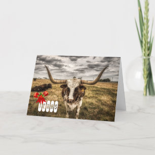 Agradecimento Cartão de Natal Longhorn Texas Saudação