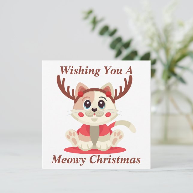 Agradecimento Cartão de Natal Meowy (Em pé/Frente)