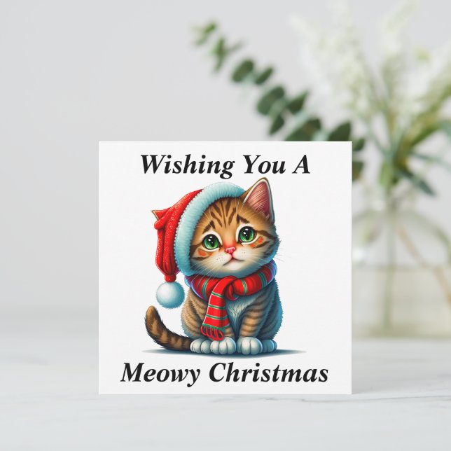 Agradecimento Cartão de Natal Meowy (Em pé/Frente)