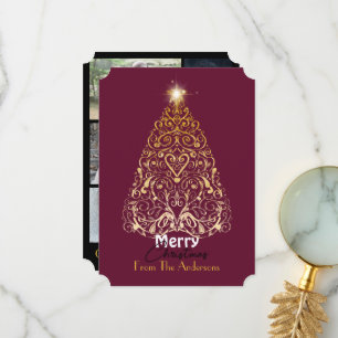 Agradecimento Cartão de Natal Merry Gold