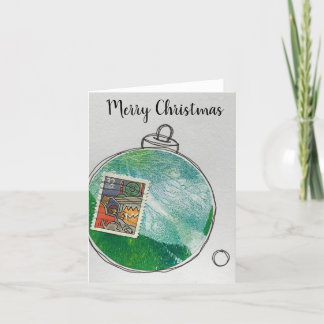 Agradecimento Cartão de Natal Merry - ornamento desenhado à mão 