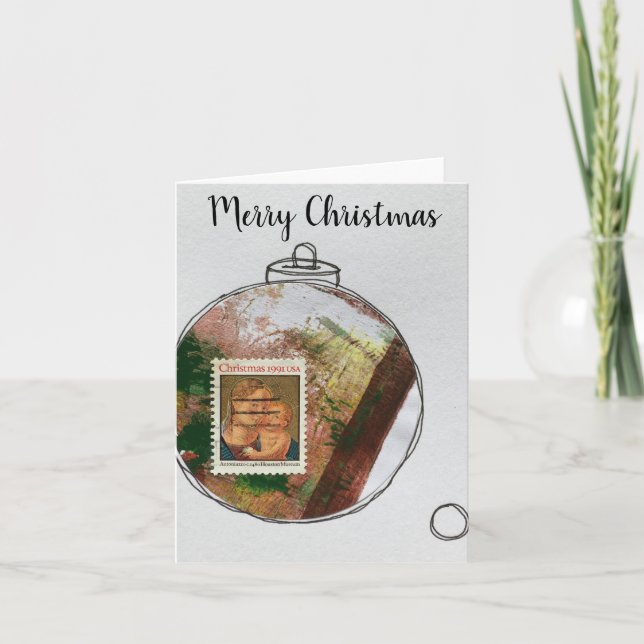 Agradecimento Cartão de Natal Merry - ornamento desenhado à mão  (Frente)