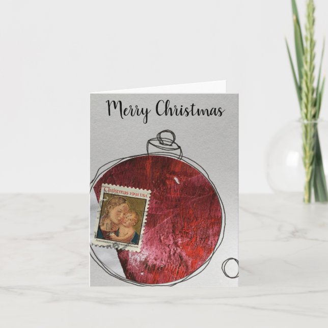 Agradecimento Cartão de Natal Merry - ornamento desenhado à mão  (Frente)