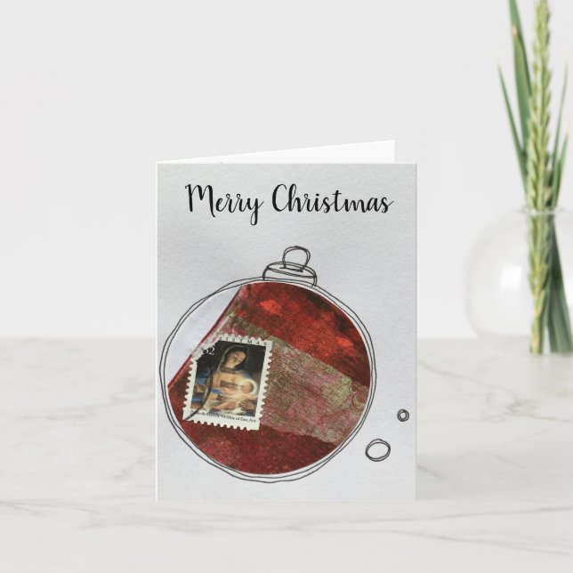 Agradecimento Cartão de Natal Merry - ornamento desenhado à mão  (Frente)