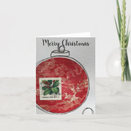 Agradecimento Cartão de Natal Merry - ornamento desenhado à mão 