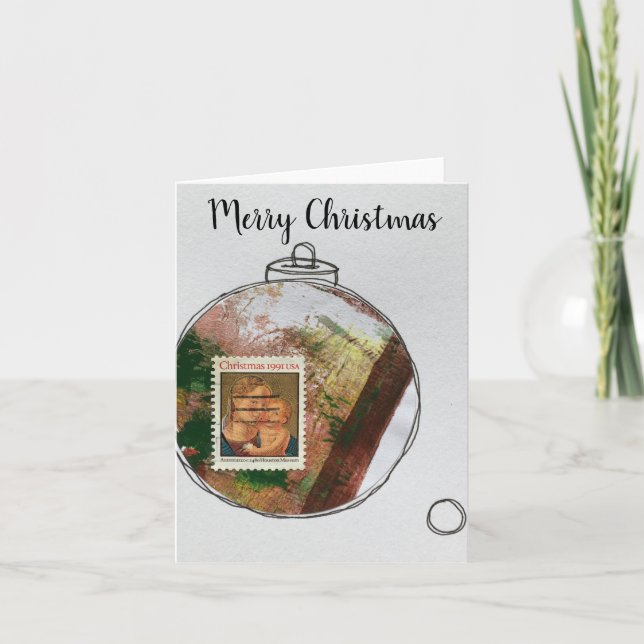 Agradecimento Cartão de Natal Merry - ornamento desenhado à mão  (Frente)
