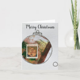 Agradecimento Cartão de Natal Merry - ornamento desenhado à mão 