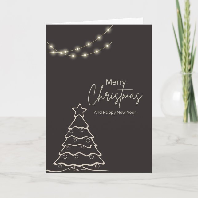 Agradecimento Cartão de Natal Moderno Preto e Branco (Frente)