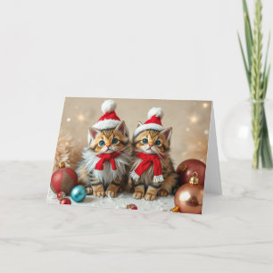 Agradecimento Cartão de Natal Para Gatos Festivos