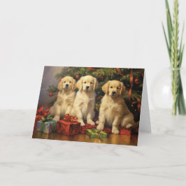 Agradecimento Cartão de Natal para ouro Retriever