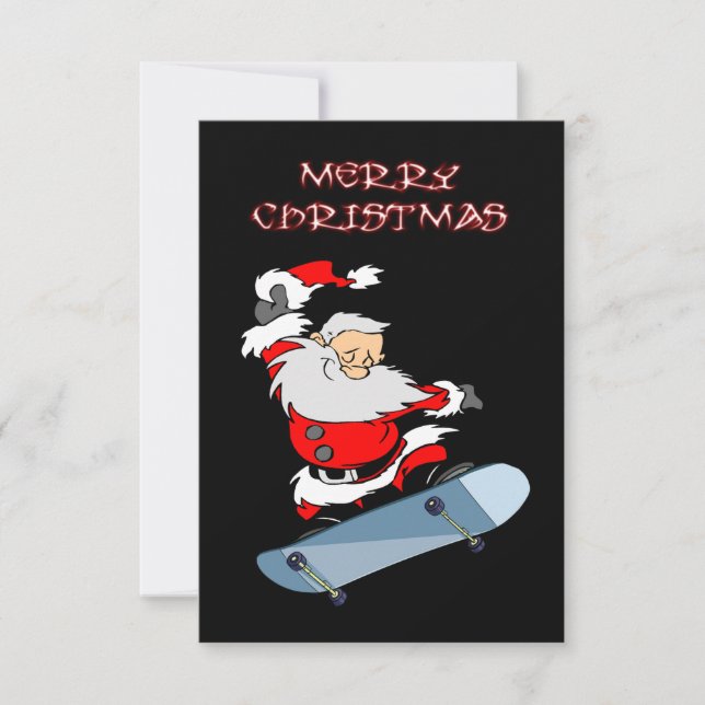 Agradecimento Cartão de Natal para Papais noeis de Skate (Frente)
