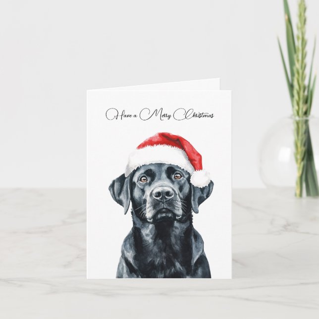 Agradecimento Cartão de Natal Personalizado Labrador Preto (Frente)