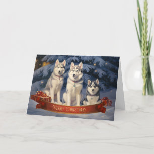 Agradecimento Cartão de Natal Siberian Husky 2
