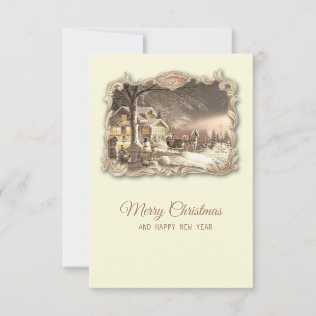 Agradecimento Cartão de Natal Vintage (Frente)
