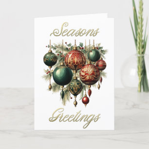 Agradecimento Cartão de Natal Vintage Baubles
