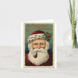 Agradecimento Cartão de Natal Vintage Santa Claus