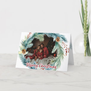 Agradecimento Cartão de Natal Wreath Watercolor