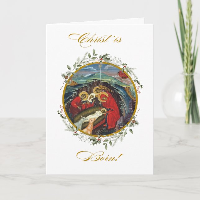 Agradecimento Cartão de Natividade Holly Wreath (Frente)