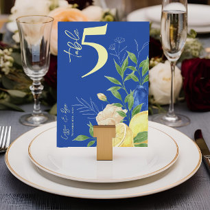 Agradecimento Cartão de Número de Tabela de Casamento Blue Flora