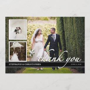 Agradecimento Cartão de Obrigado de Casamento Chic Atemporal com
