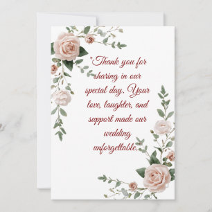 Agradecimento Cartão de Obrigado de Casamento Elegante Blush & G