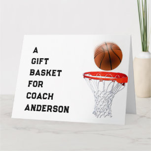 Agradecimento cartão de obrigado de treinador de basquetebol